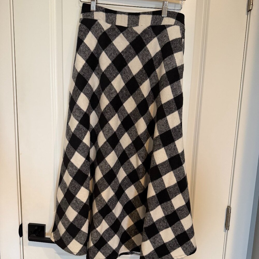 Wool Buffalo-Check A-Line Skirt
